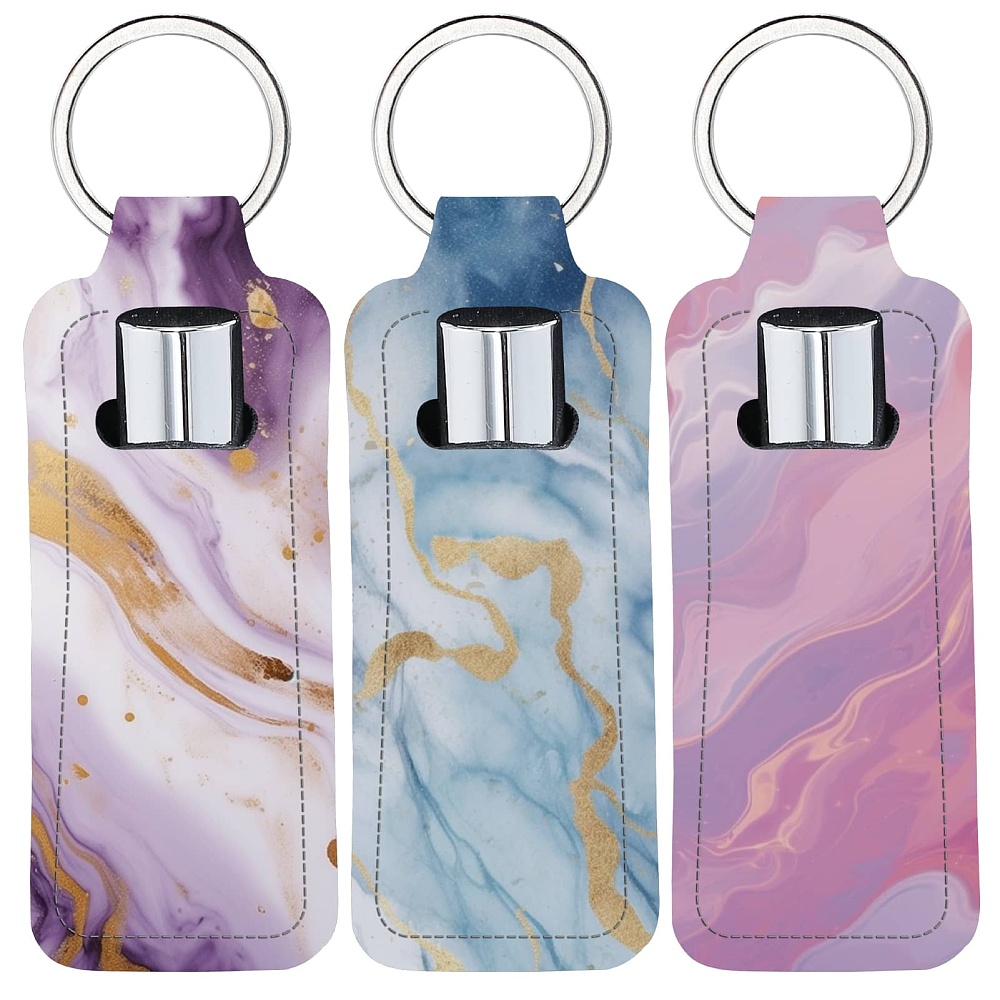 Lip Balm - Chapstick Holder Keychain Marbling Style Lip