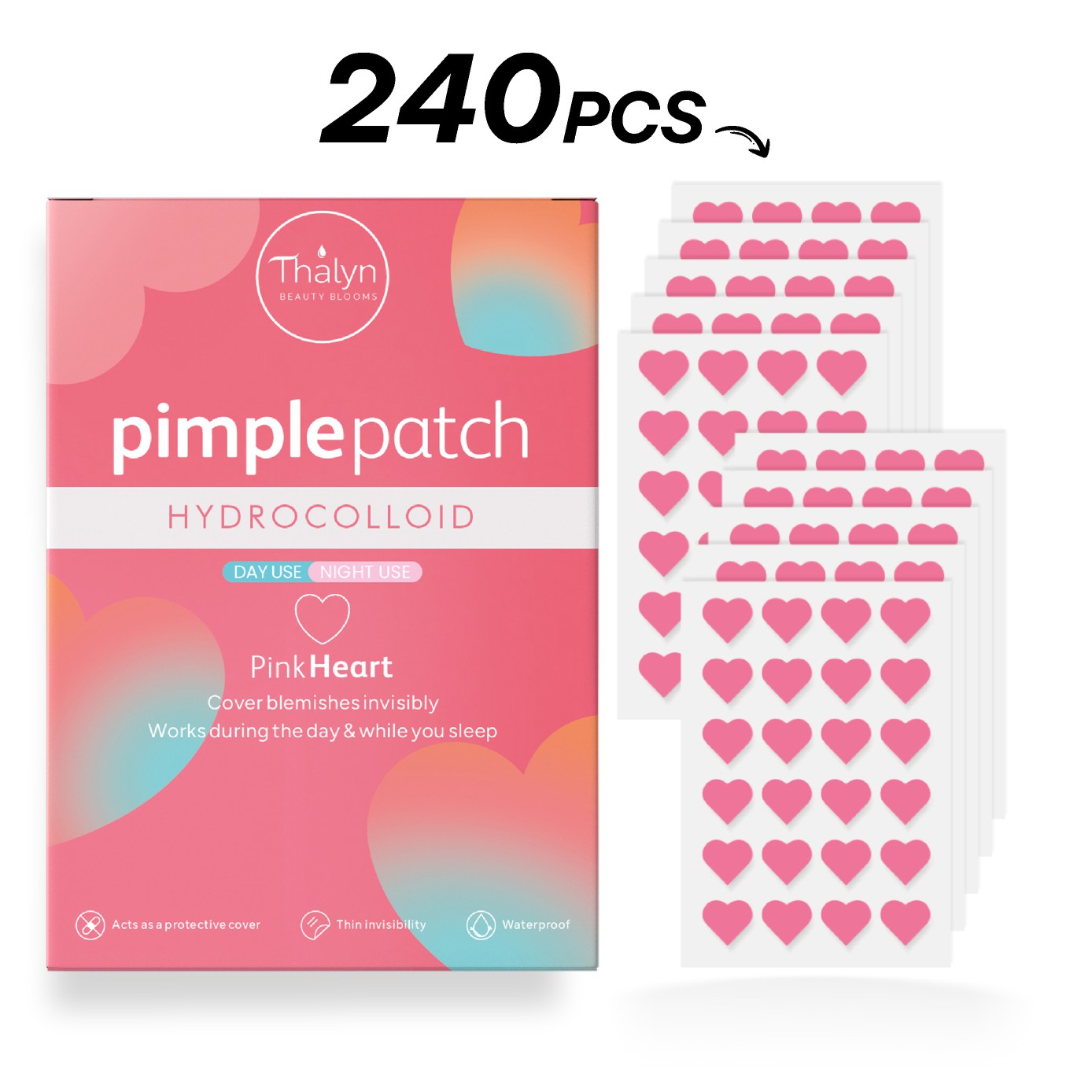 240PCS Pink Heart Pimple Patch - Skincare China 评论和价格