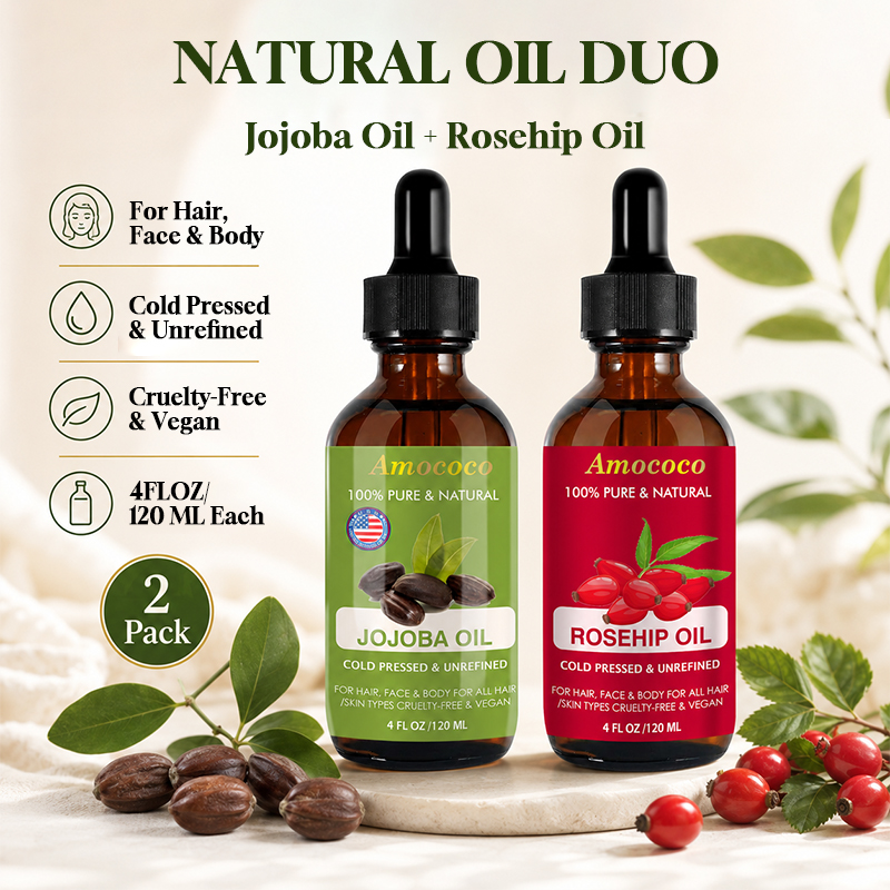 Amococo 2pcs Jojoba Oil and Ro - Face Oil Rosehip 评论和价格