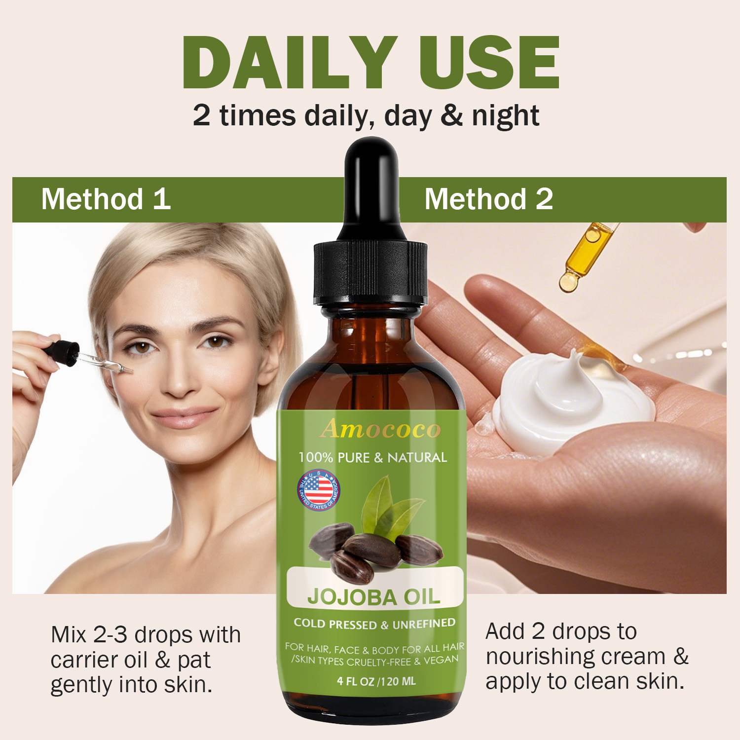 Amococo 2pcs Jojoba Oil and Ro - Face Oil Rosehip 评论和价格