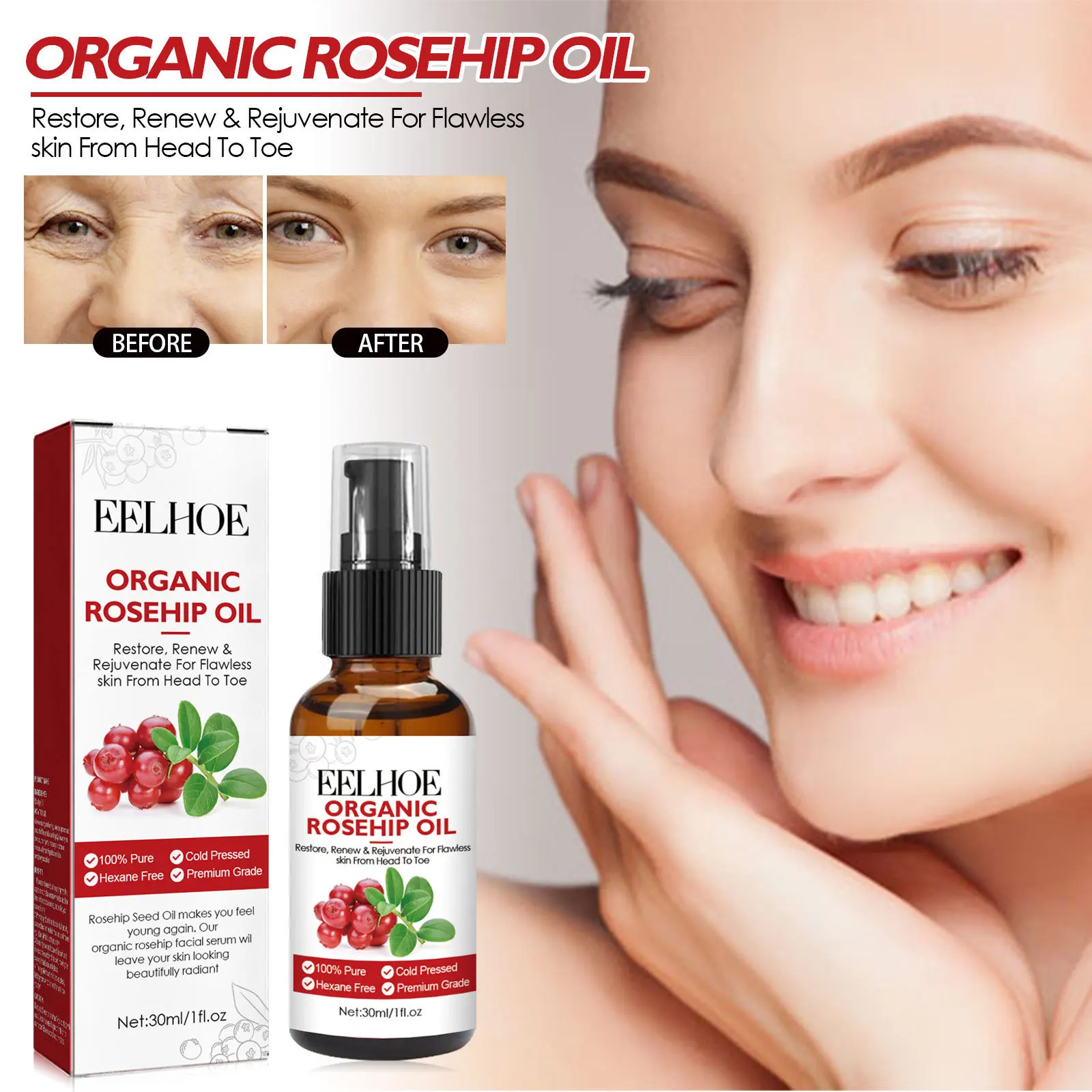 30ml Rosehip Oil Facial Serum  - Face Oil Rosehip 评论和价格